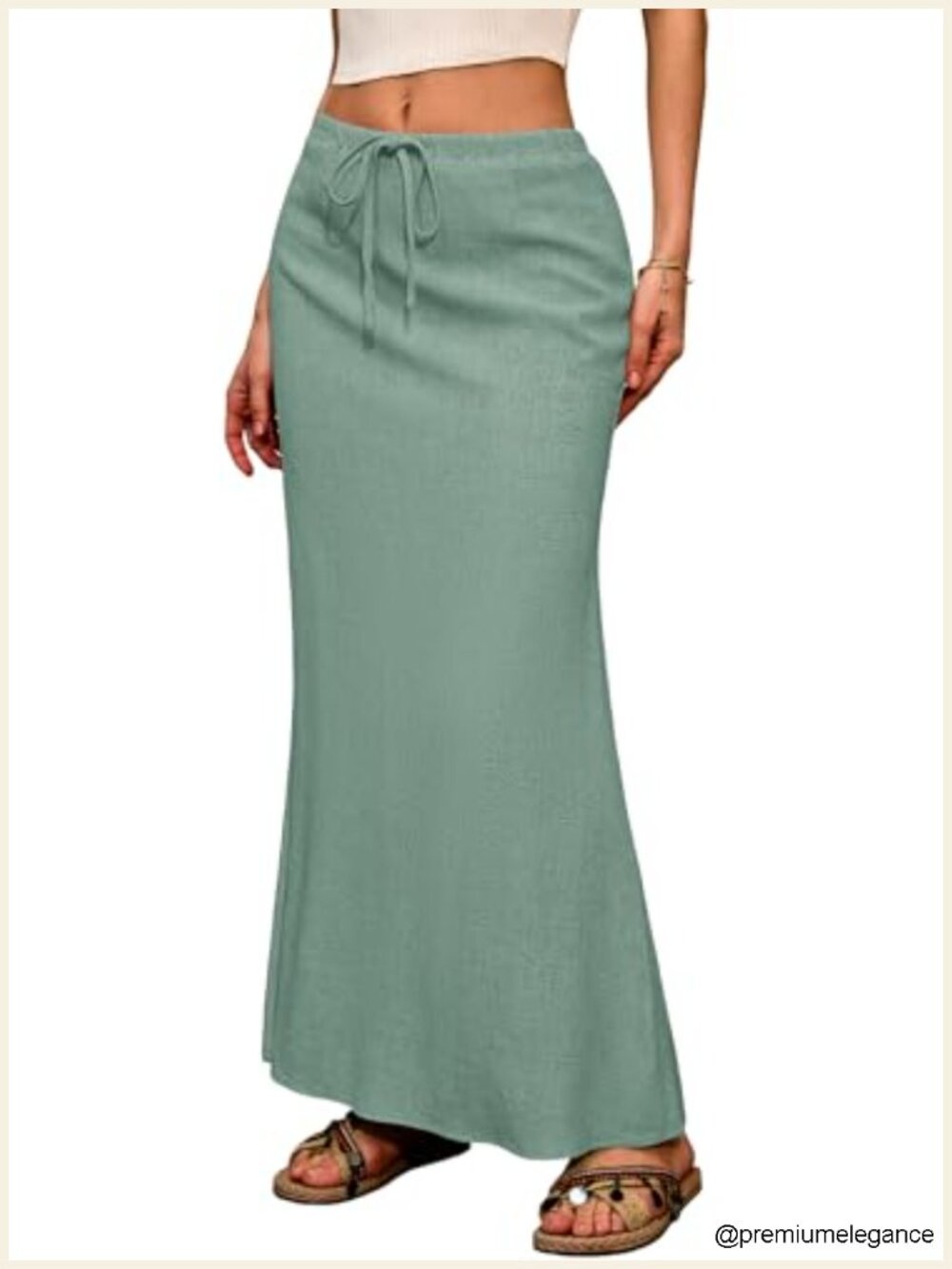 Linen Flared Maxi Skirt, Boho Ankle-Length Flowy Skirt with Back Slit